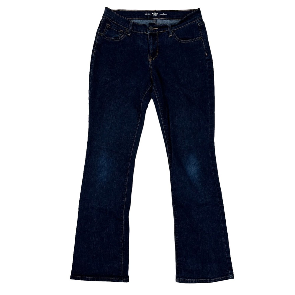 Old Navy Bootcut Denim Blue Jeans Size 6 Regular Dark Wash Stretch Cotton Poly